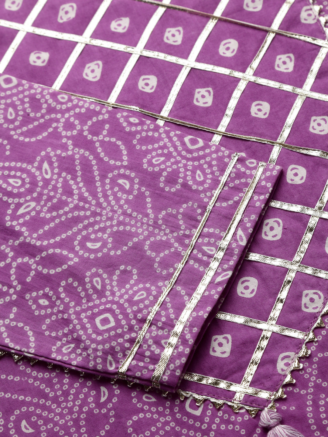 Bandhej Printed Rayon Kurta Pant Dupatta Set