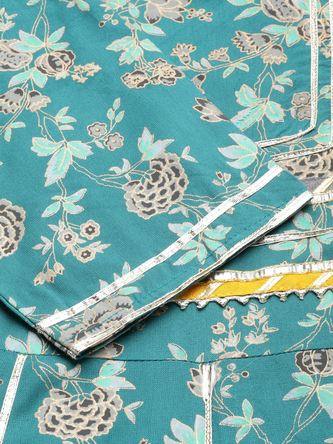 Floral Printed Rayon Anarkali Kurta Pant Dupatta Set