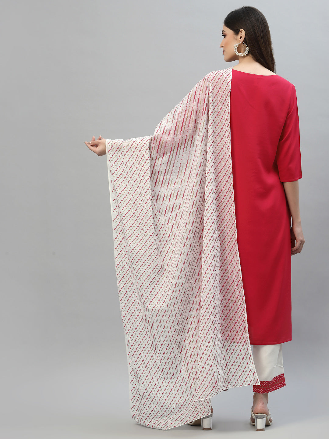 Printed Rayon Straight Kurta Pant Dupatta Set