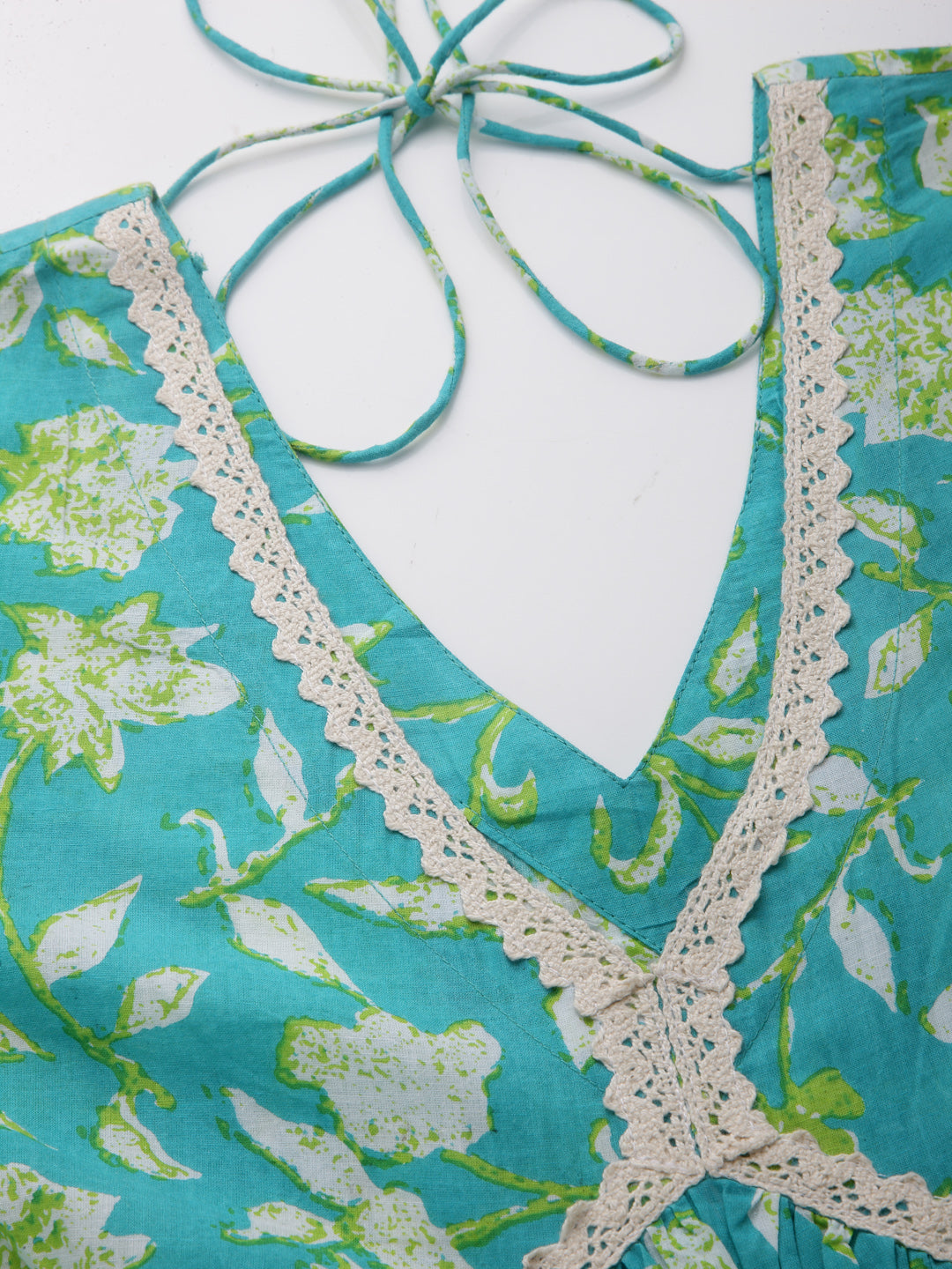 Floral Printed Cotton Pleated Kurta Palazzo Dupatta Set