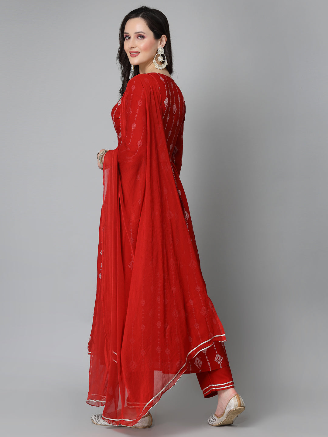 Printed & Embroidered Naira Cut Kurta Pant Dupatta Set