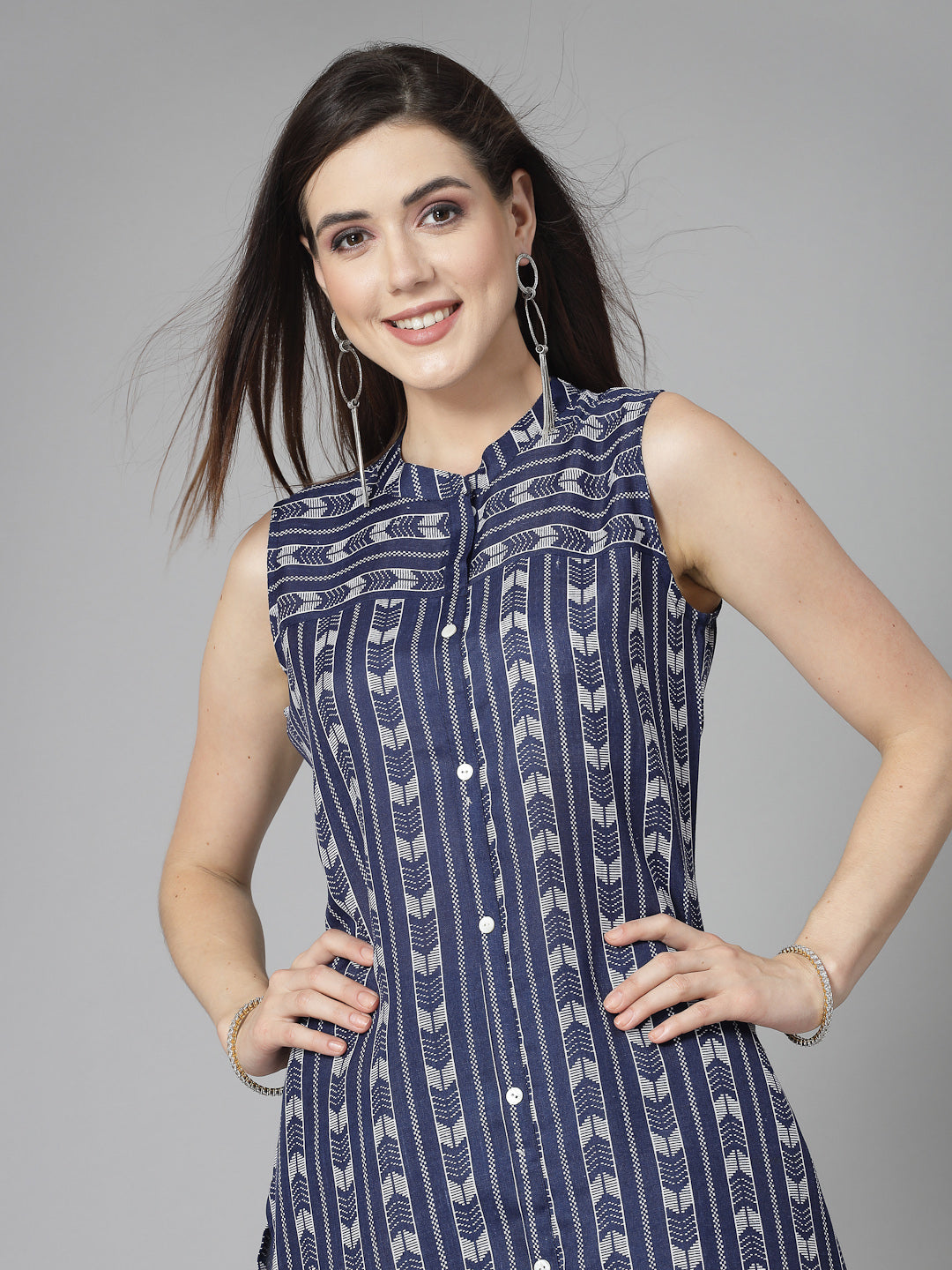 Printed Cotton Blend Straight Kurta Pant Set