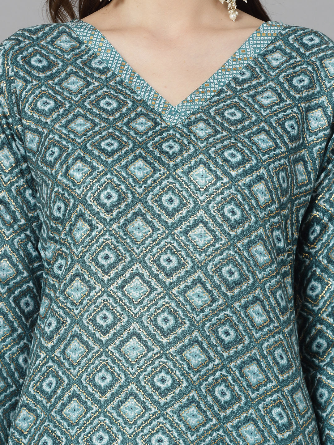 Printed Cotton Blend Straight Kurta Pant Set