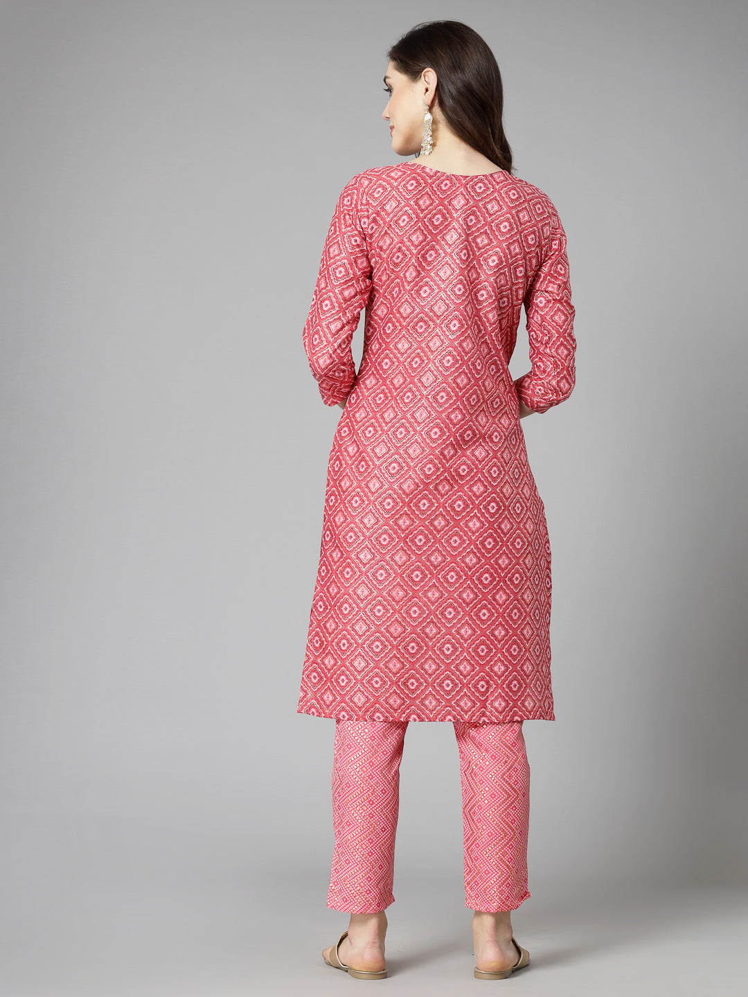 Printed Cotton Blend Straight Kurta Pant Set