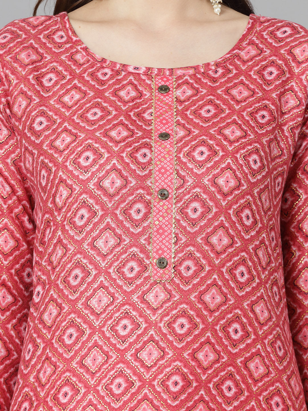 Printed Cotton Blend Straight Kurta Pant Set