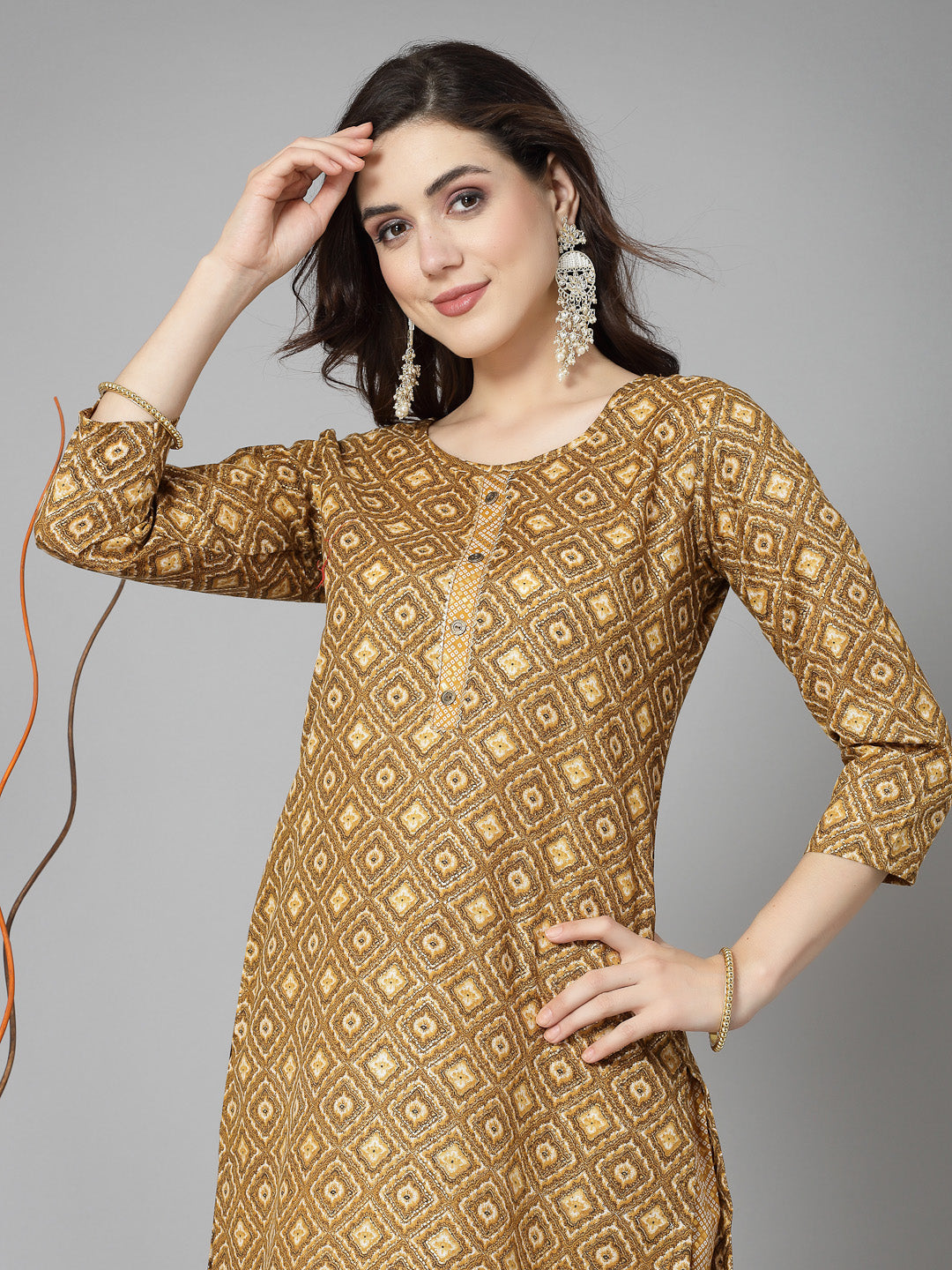 Printed Cotton Blend Straight Kurta Pant Set