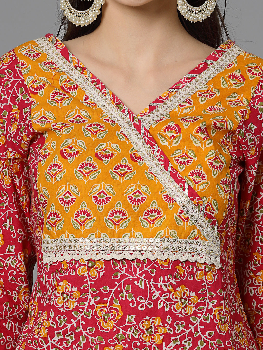 Floral Printed Cotton Straight Kurta Pant Dupatta Set