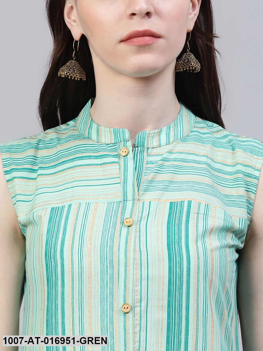 Striped Cotton Straight Kurta (Grey)