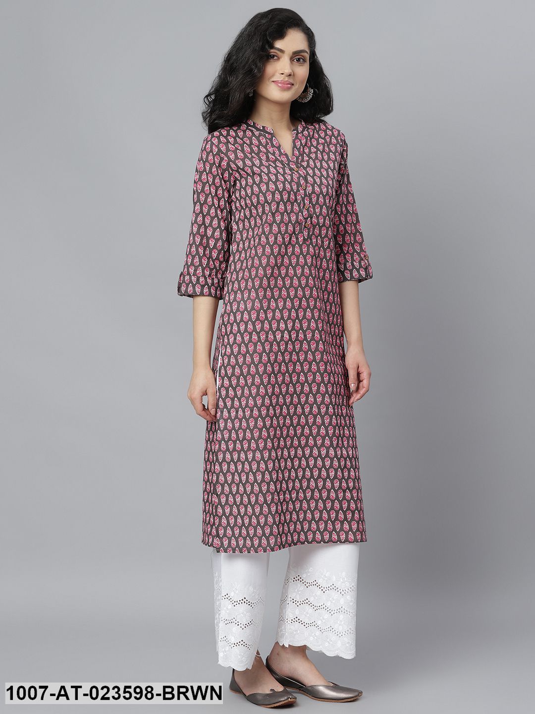Women's Printed Cotton Slub Straight Kurta