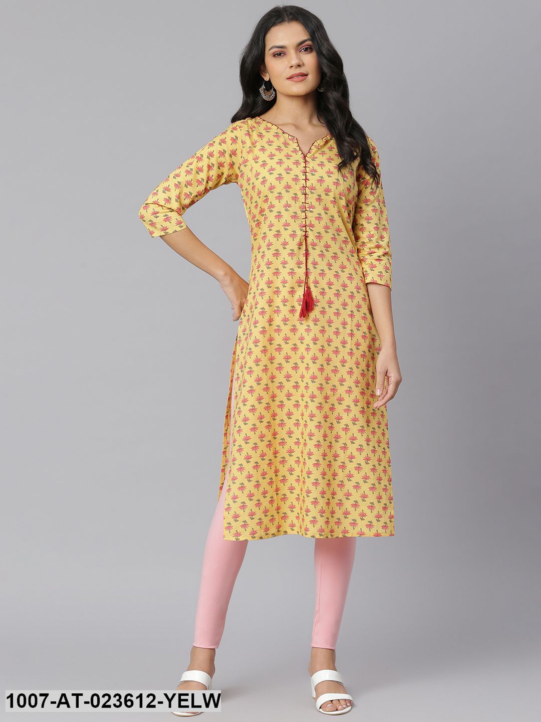 Women's Floral Printed Rayon Straight Kurta
