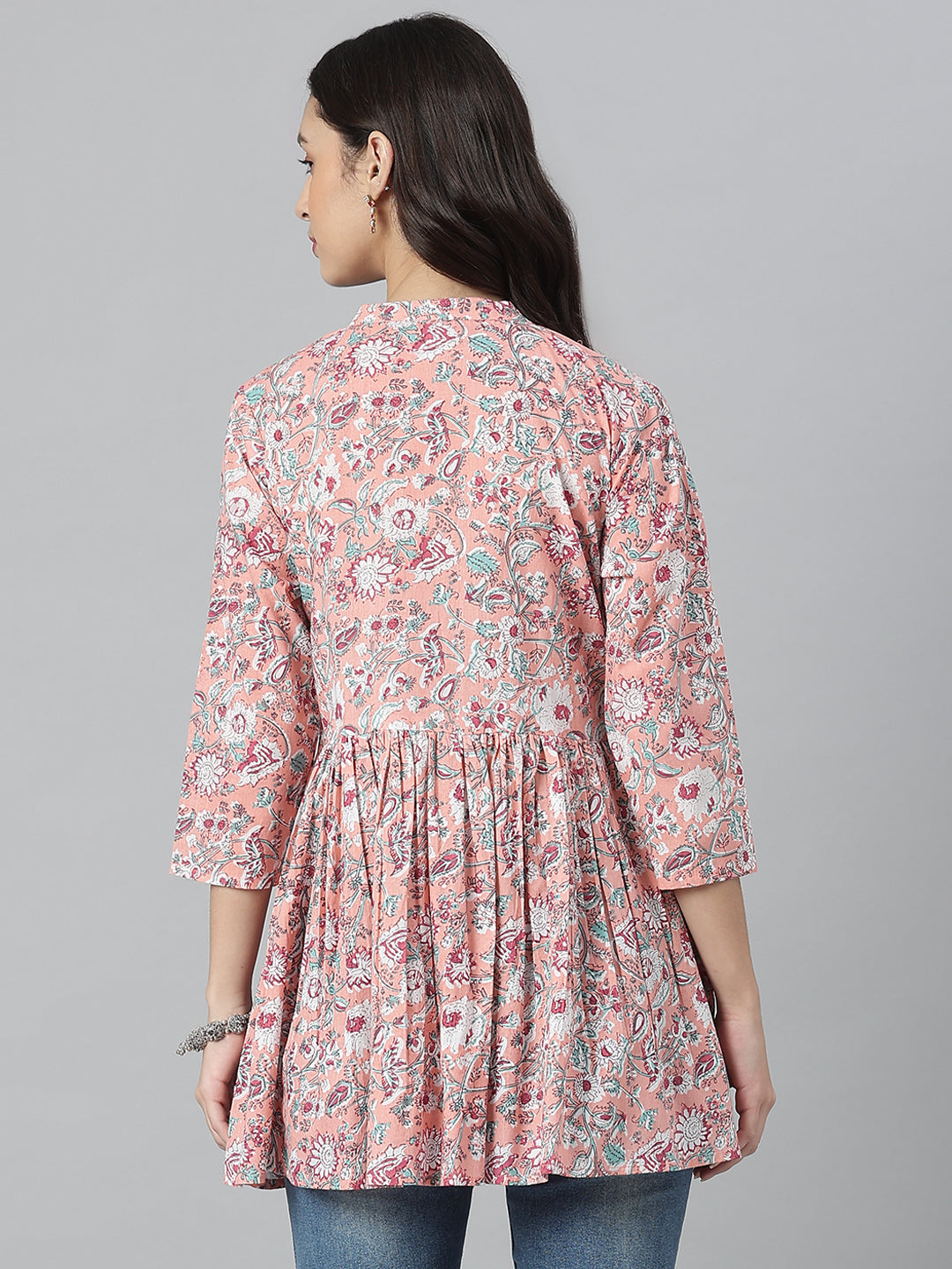 Floral Printed Cotton Flared Ethnic Short Tunic