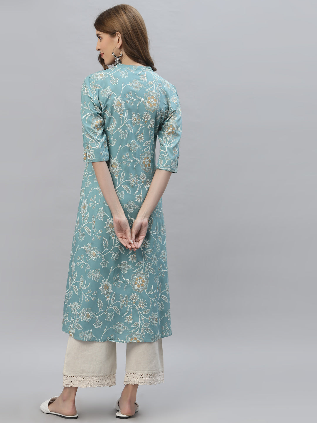 Floral Print Rayon A-Line Kurta