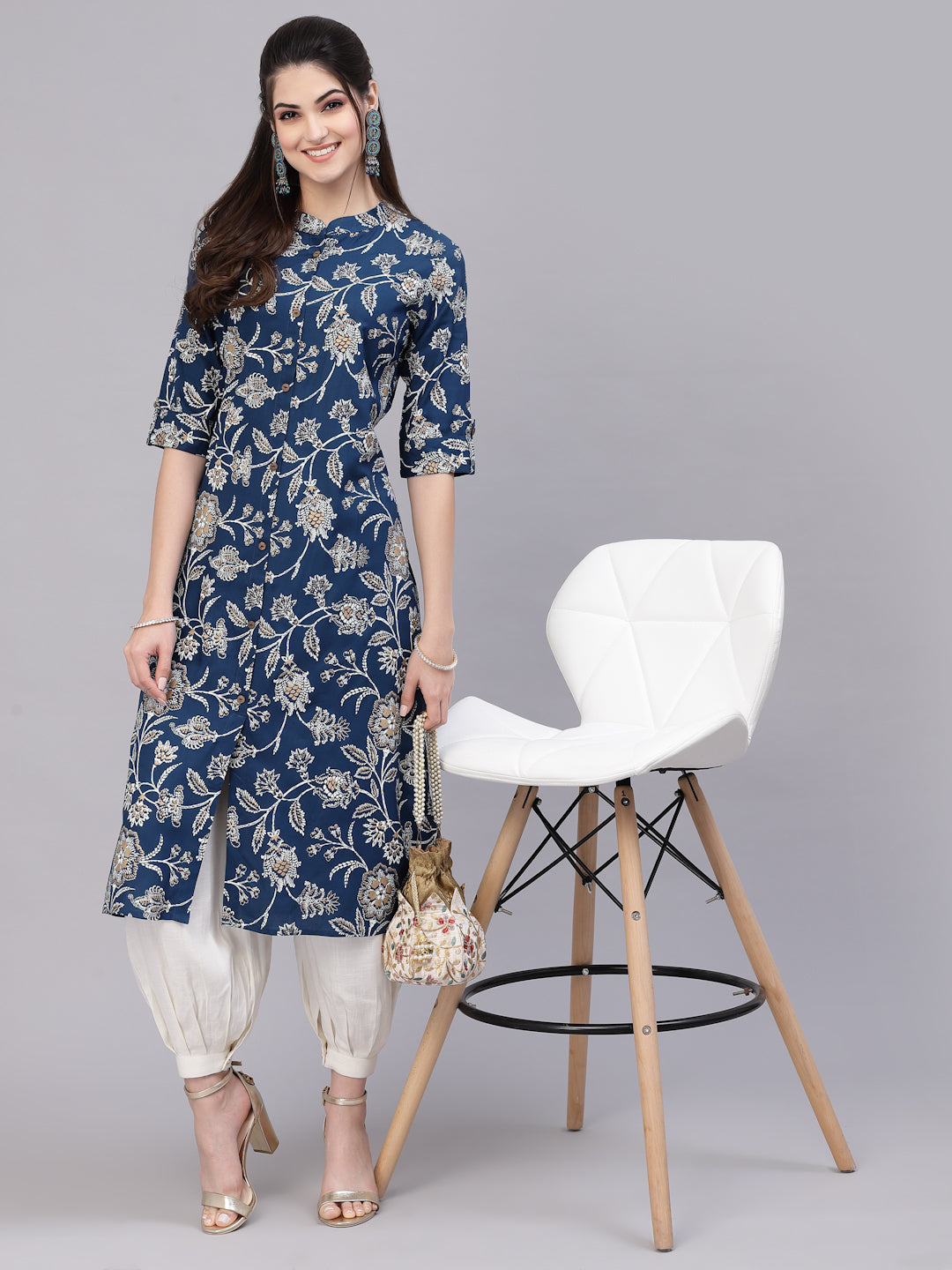 Floral Printed Rayon A-Line Kurta