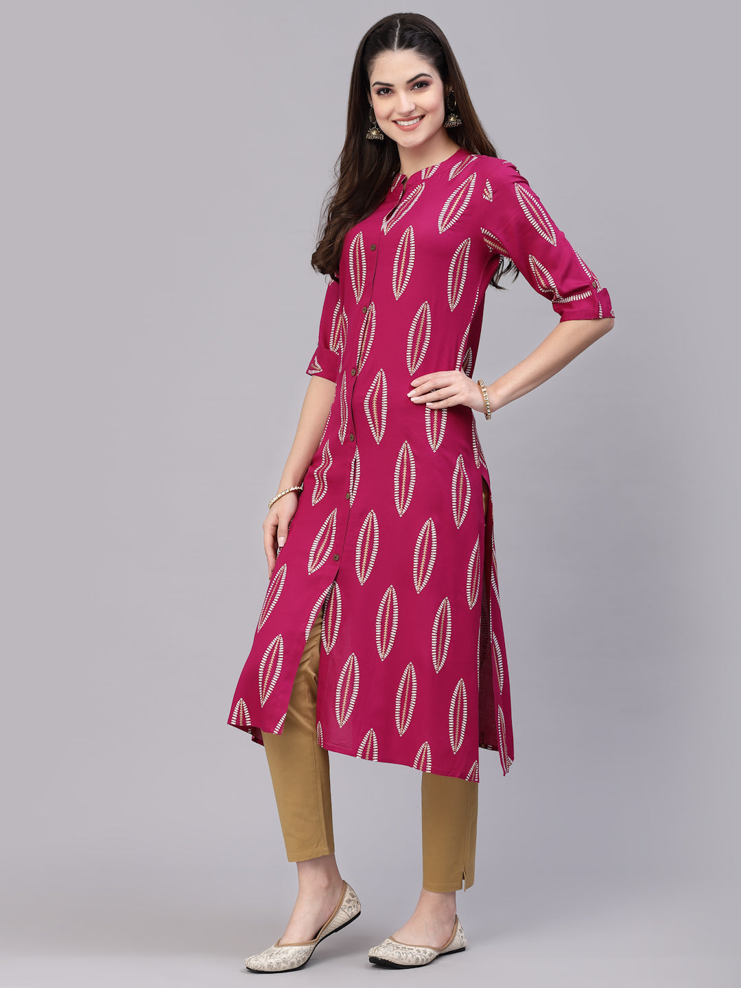 Block Printed Rayon A-Line Kurta