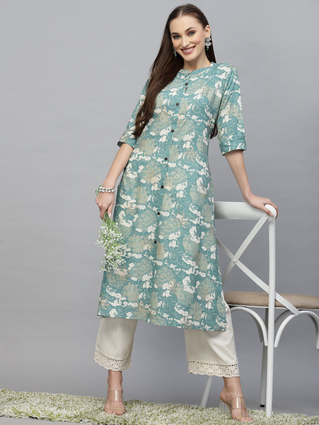 Printed Rayon A-Line Kurta