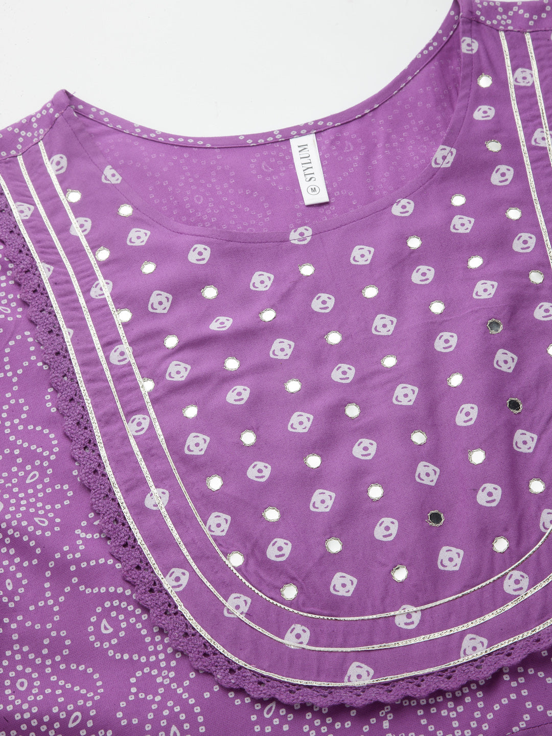 Bandhani Printed & Embellished Rayon Anarkali Kurta