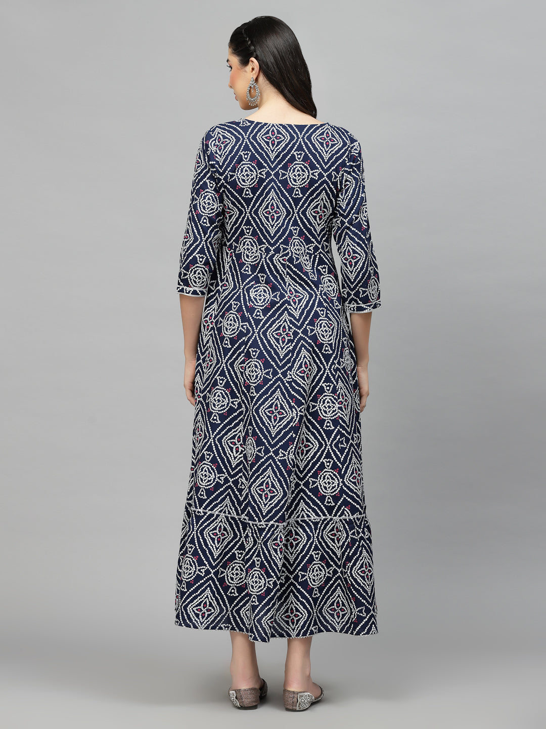 Bandhej Printed Rayon Tiered Kurta