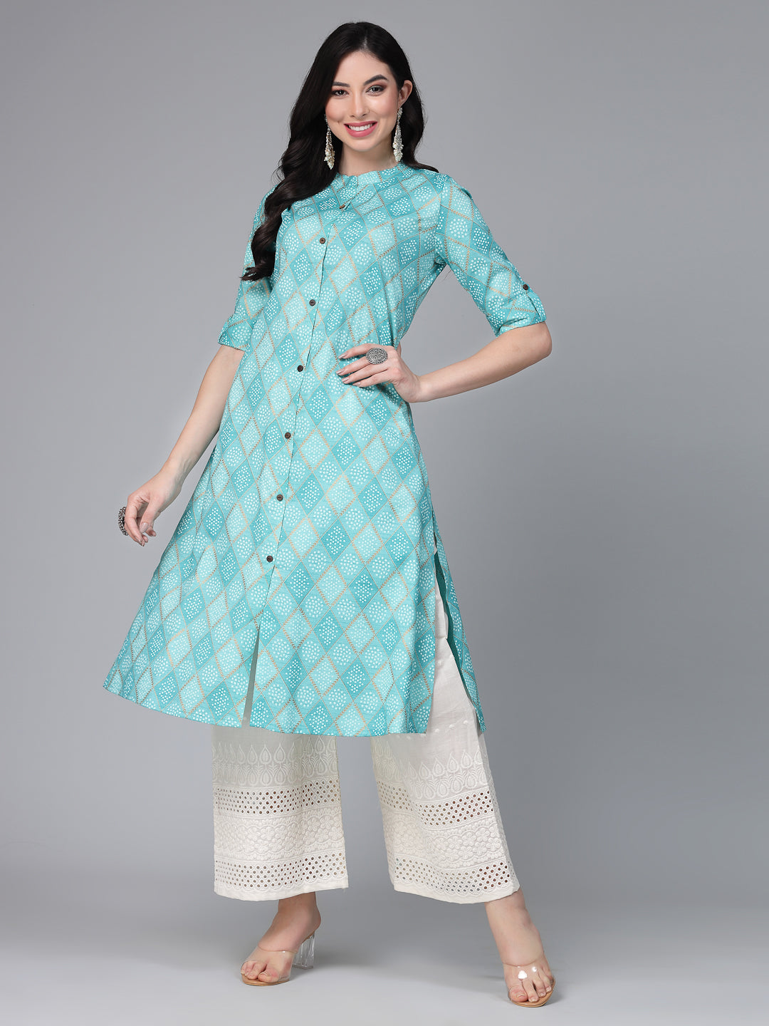 Bandhani Printed Cotton Blend Straight Kurta