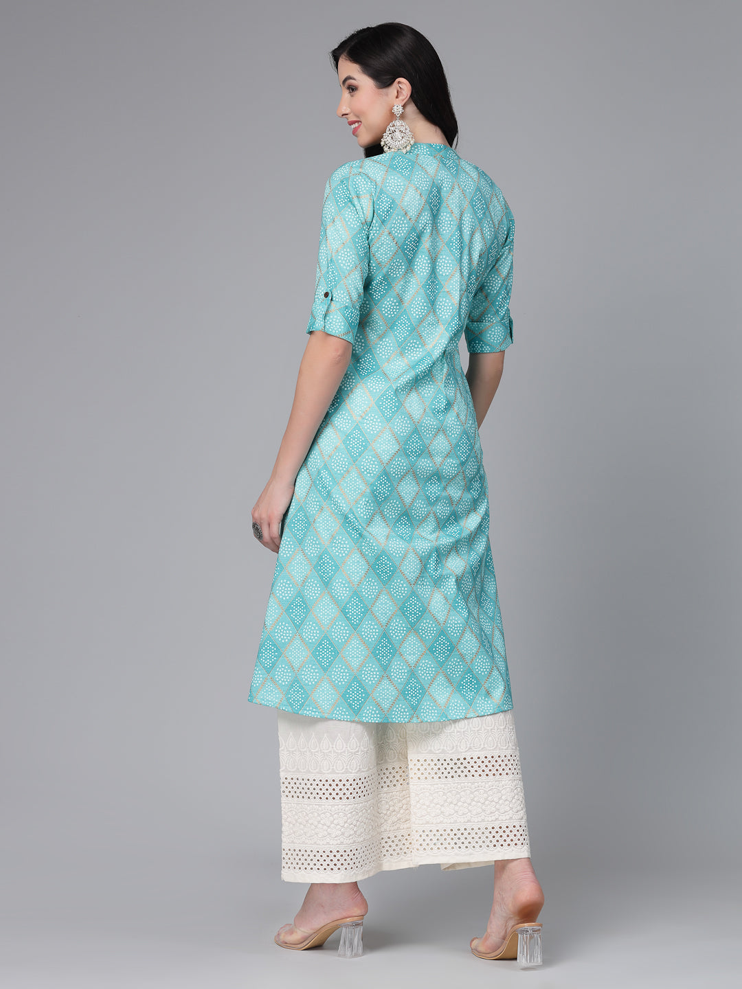 Bandhani Printed Cotton Blend Straight Kurta