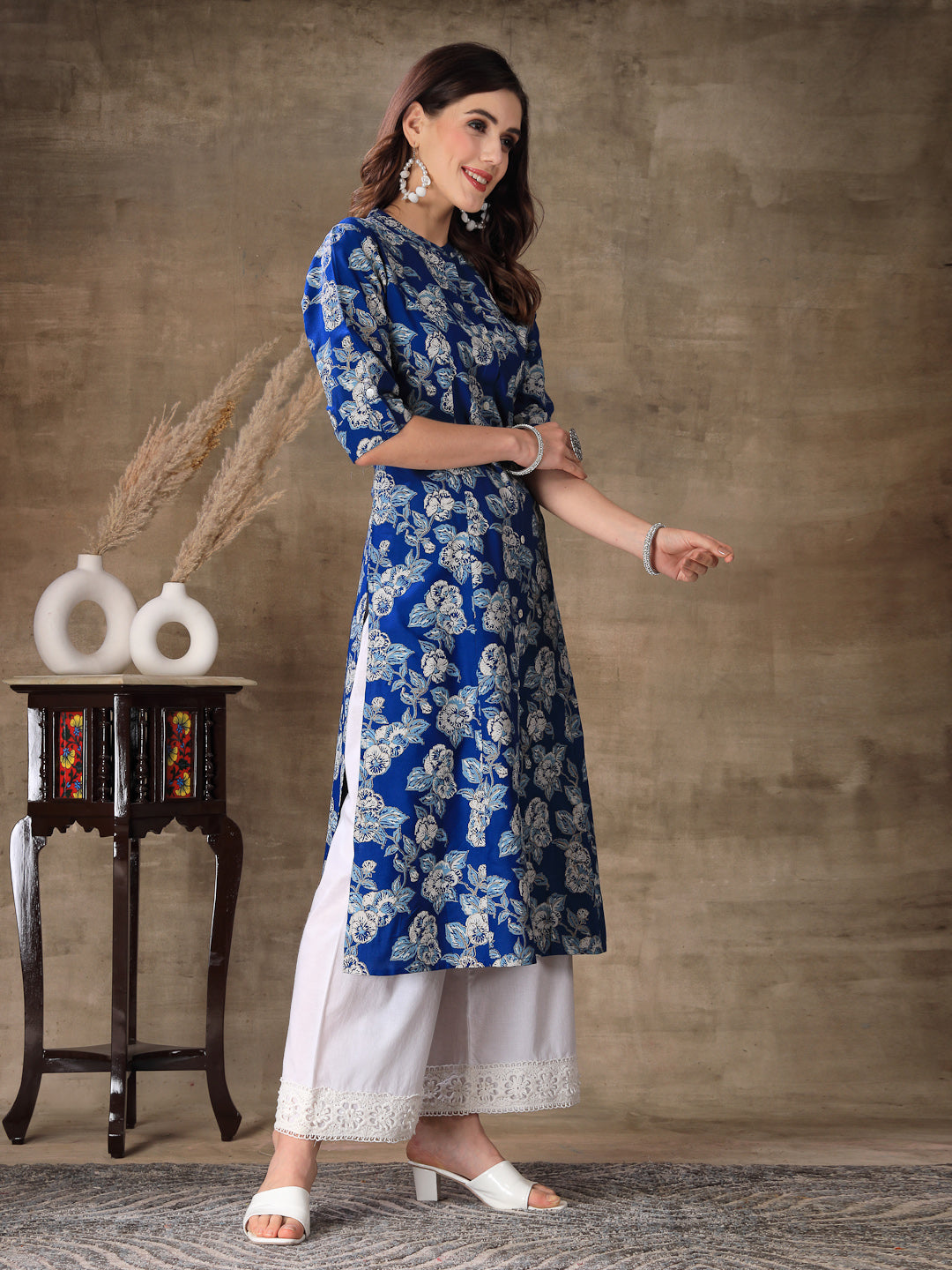 Floral Printed Rayon A-Line Kurta