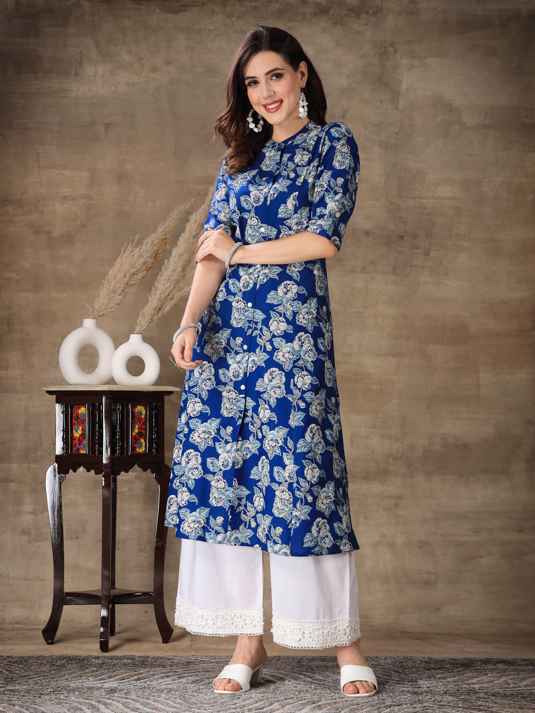 Floral Printed Rayon A-Line Kurta