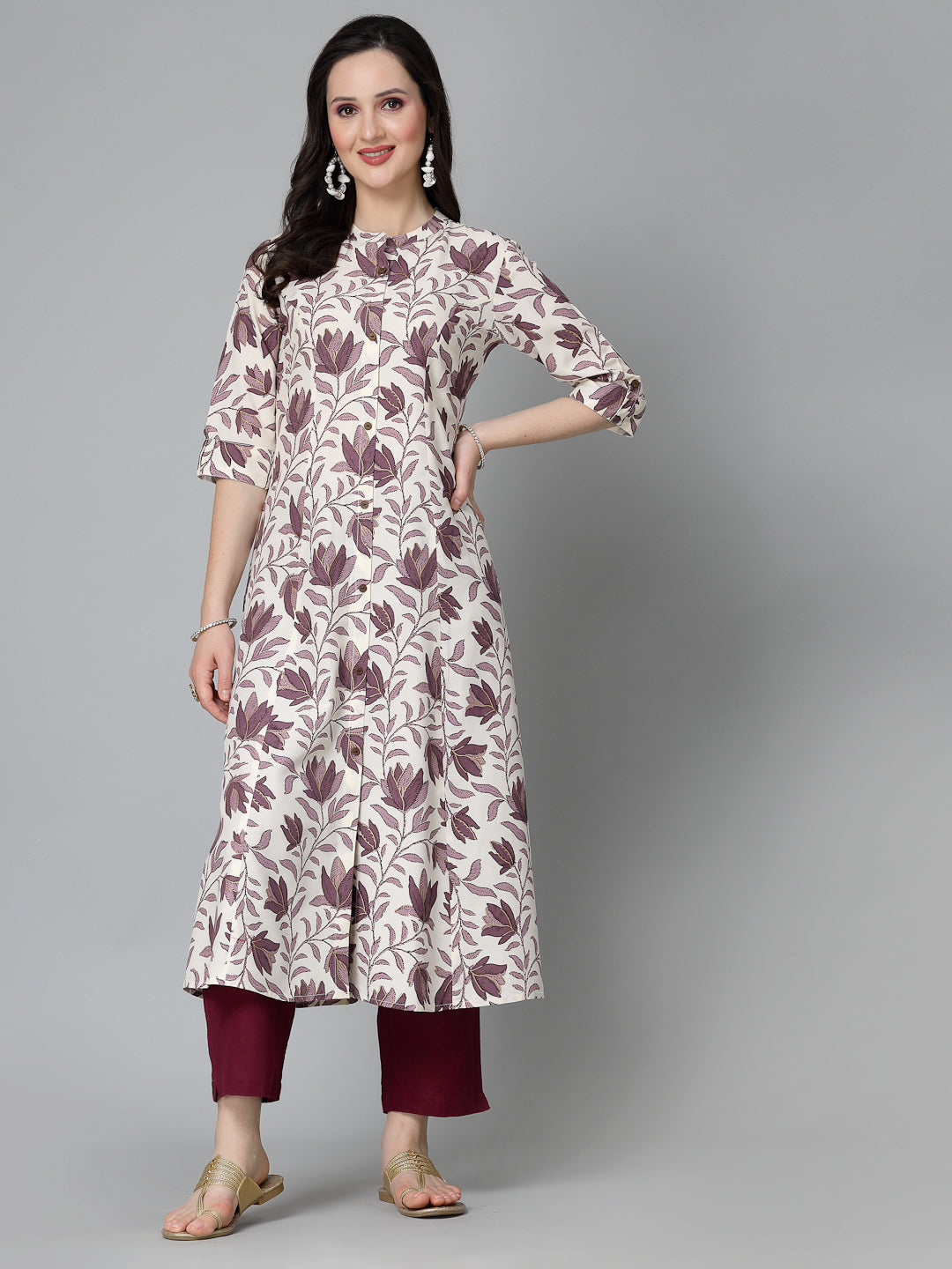 Floral Printed Rayon A-Line Kurta