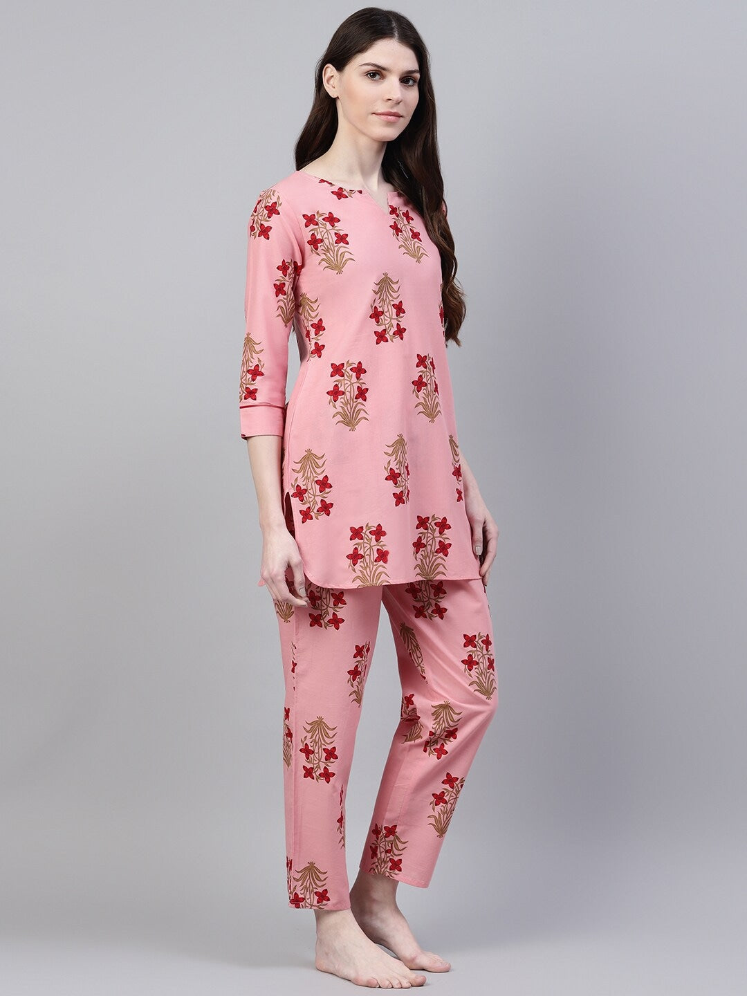 Cotton Floral Print Night Suit Set
