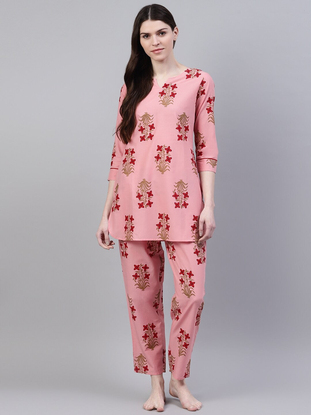 Cotton Floral Print Night Suit Set