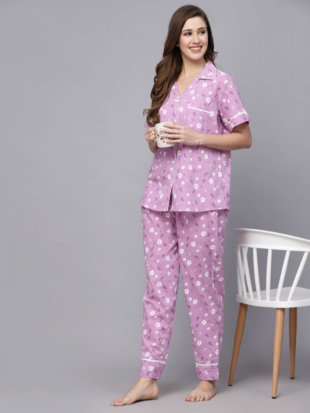Floral Printed Rayon Night Suit