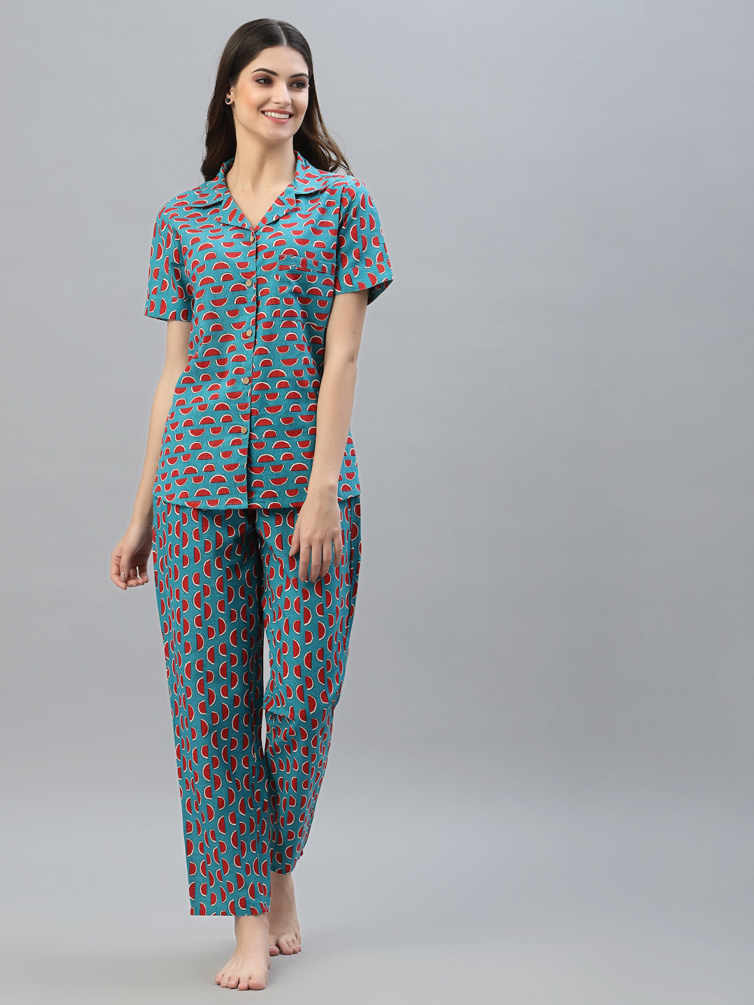 Printed Cotton Night Suit Set