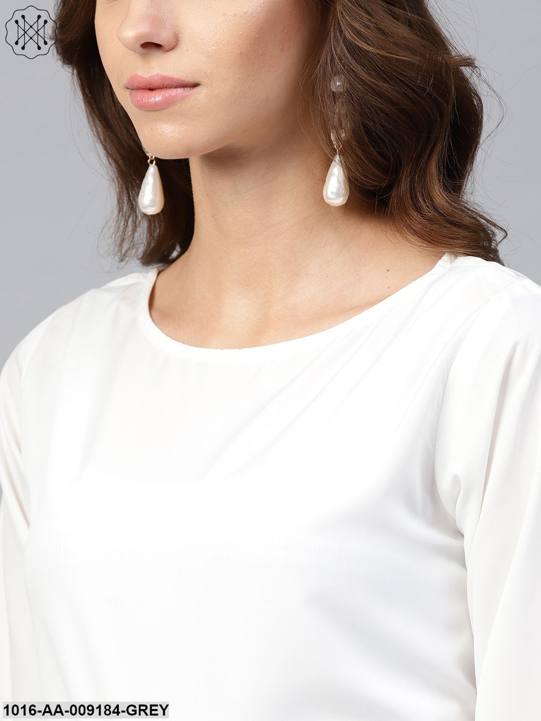 Solid Cream Full Sleeve Top With High Waisted Ruffled From Waistline With An Attached Belt & Side Pocket Flared Pallazo