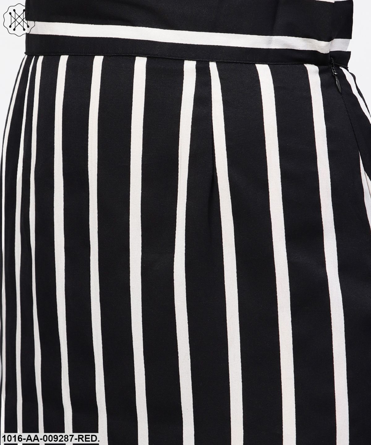 Red Cape Sleeves Formal Shirt Set With Midi Striped Skirt