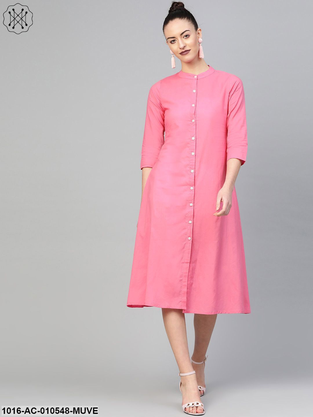Women Mauve &Solid A-Line Dress