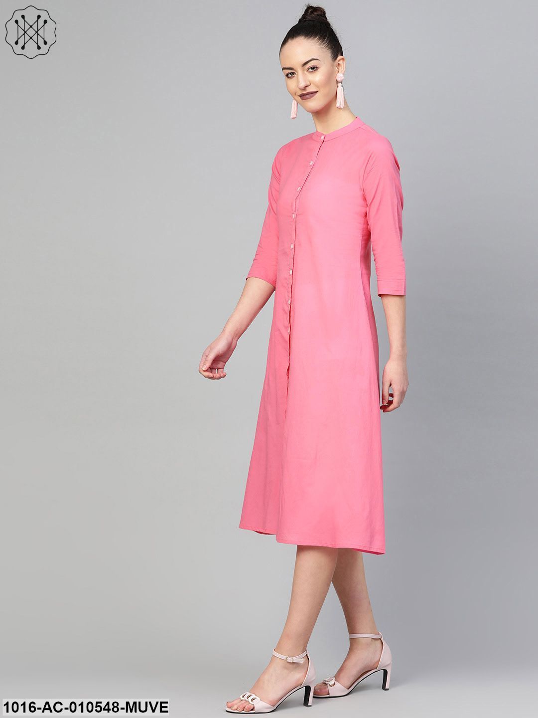 Women Mauve &Solid A-Line Dress