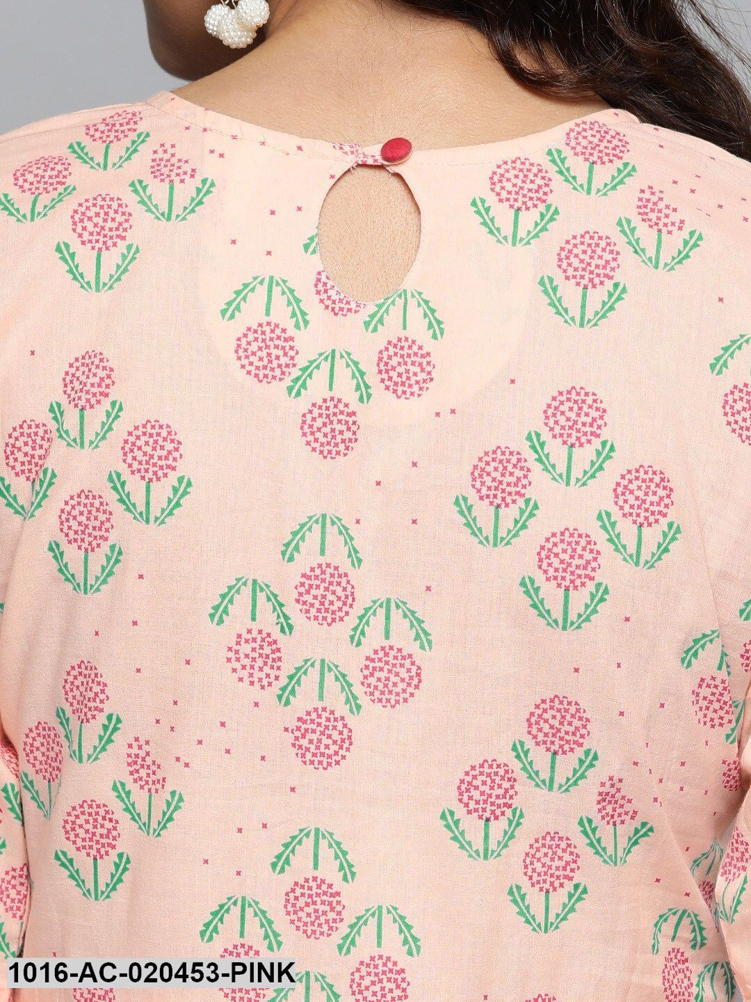 Pink & Green Printed A-Line Dress