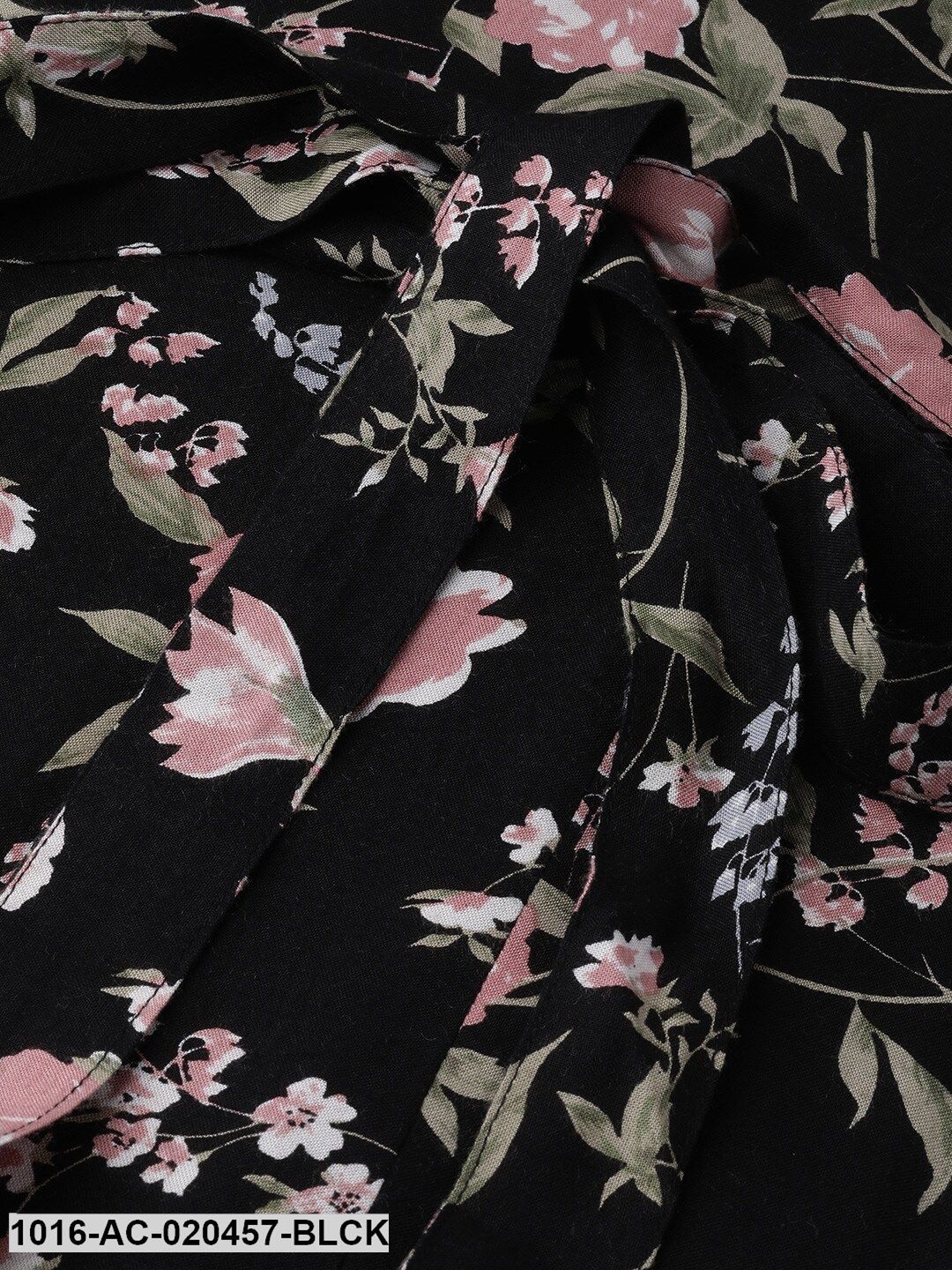 Black & Green Floral Printed Midi Dress