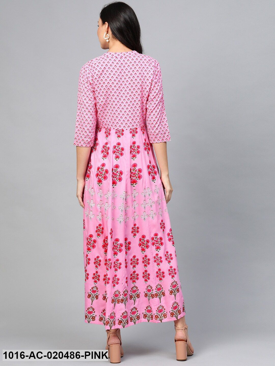 Pink & Green Printed Sustainable Maxi Dress