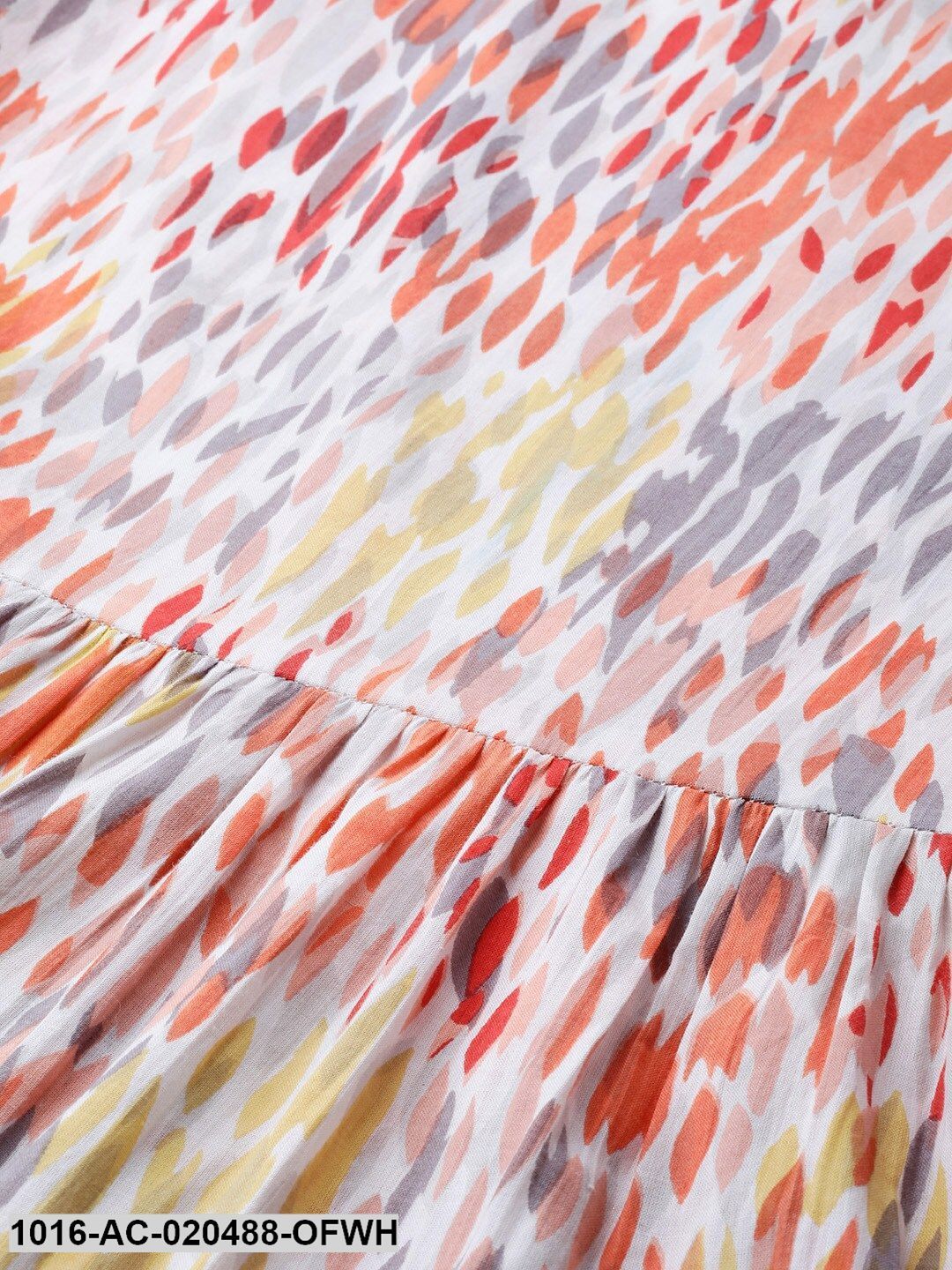 Off-White & Orange Printed Maxi Dress