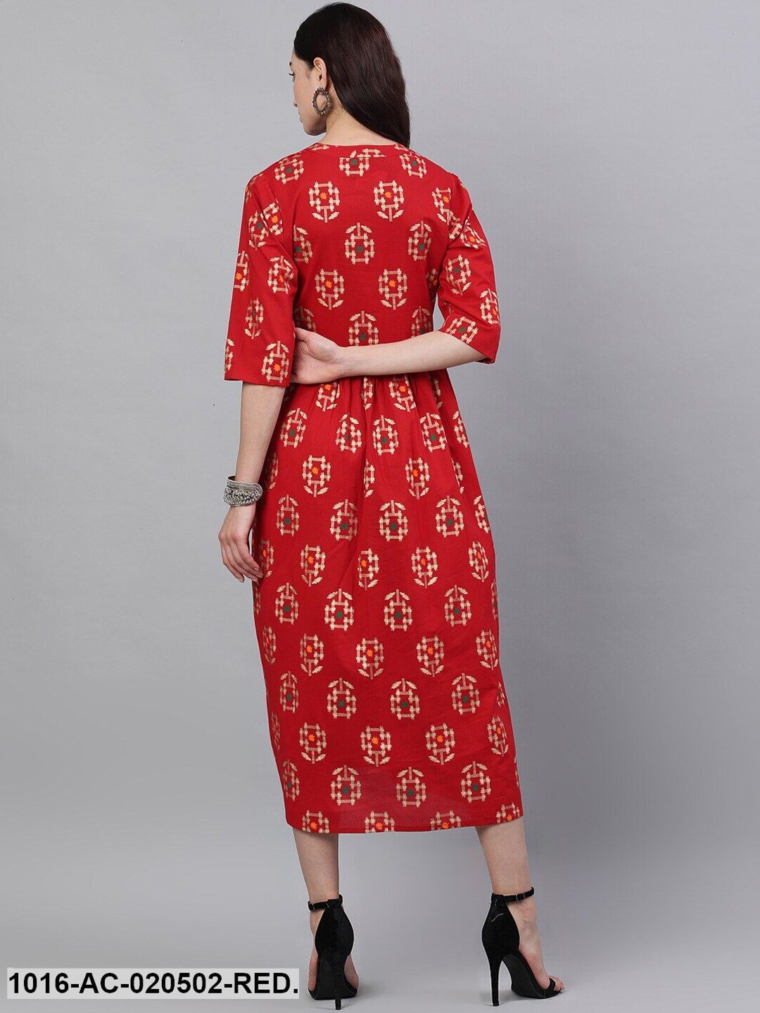 Red Printed A-Line Dress