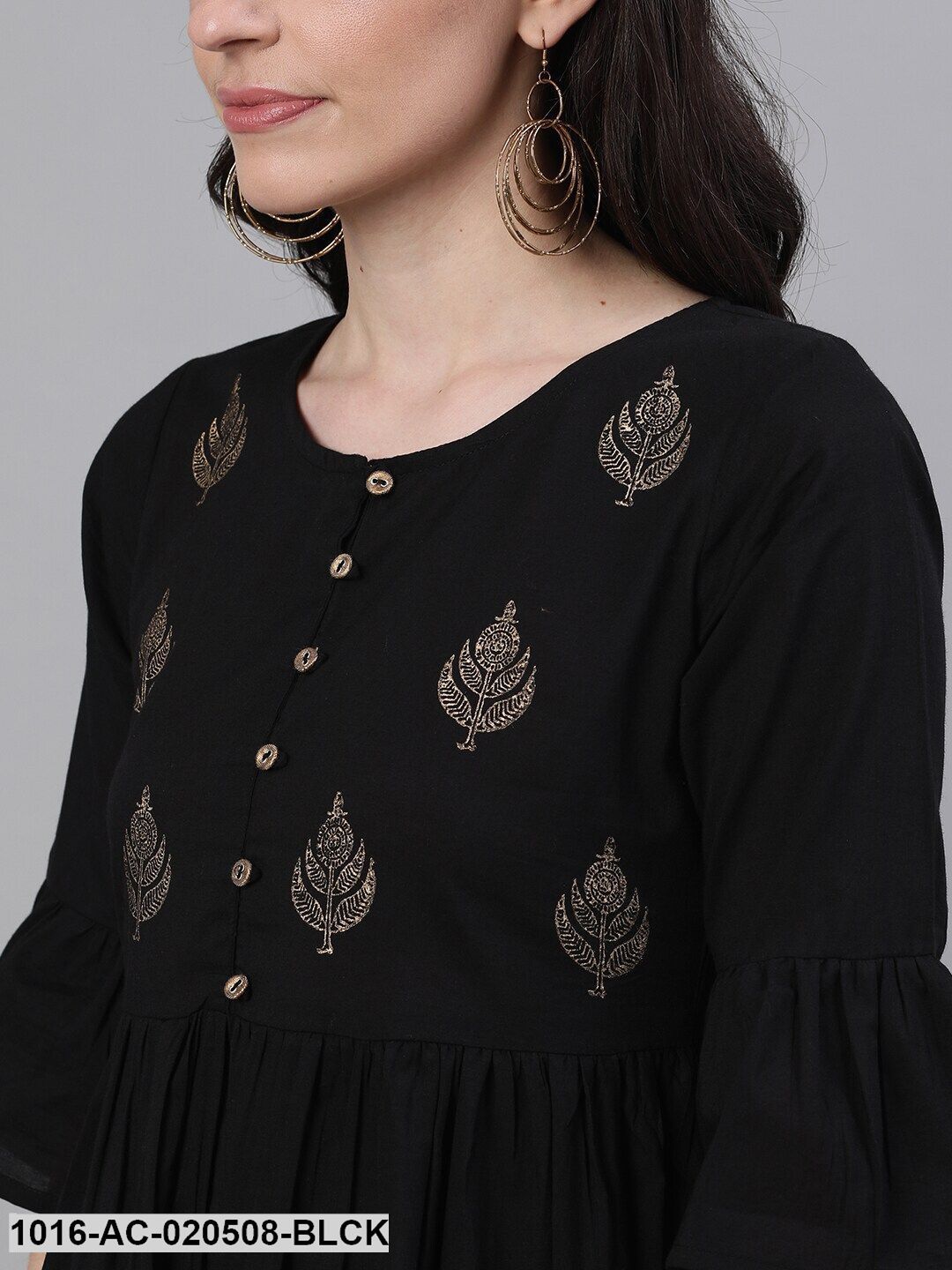 Black Solid A-Line Dress