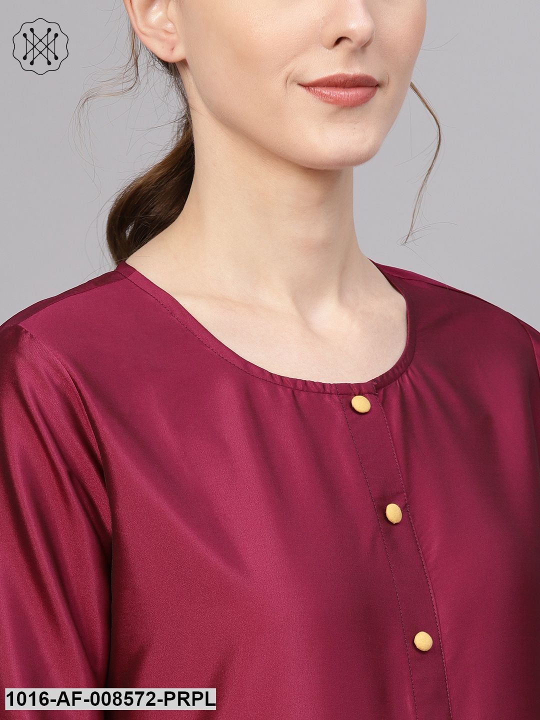 Burgundy Straight Kurta With Gold Pants & Bhagalpuri Gold Printed Dupatta