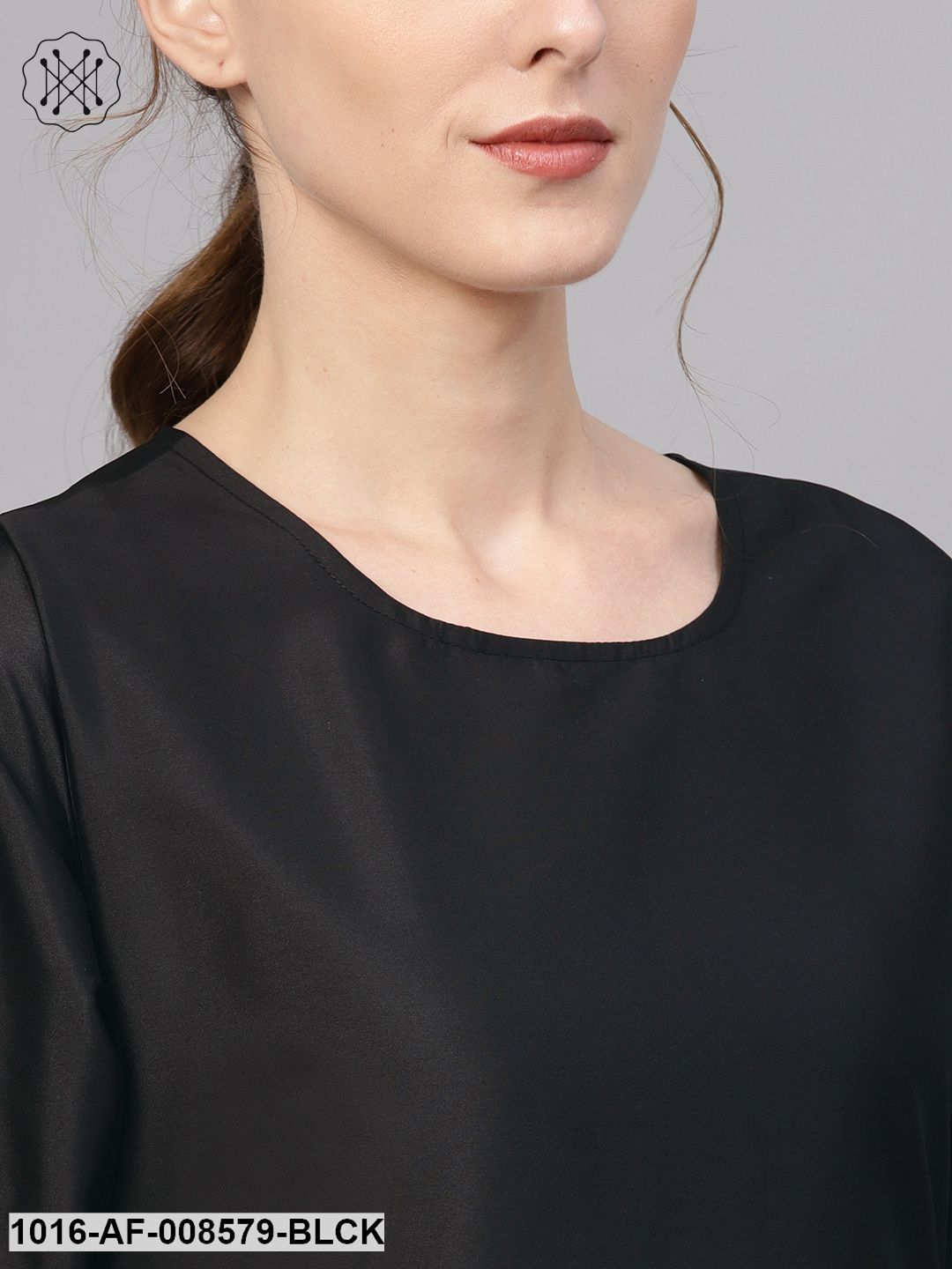 Black Straight Kurta With Pants & Navy Blue Printed Dupatta