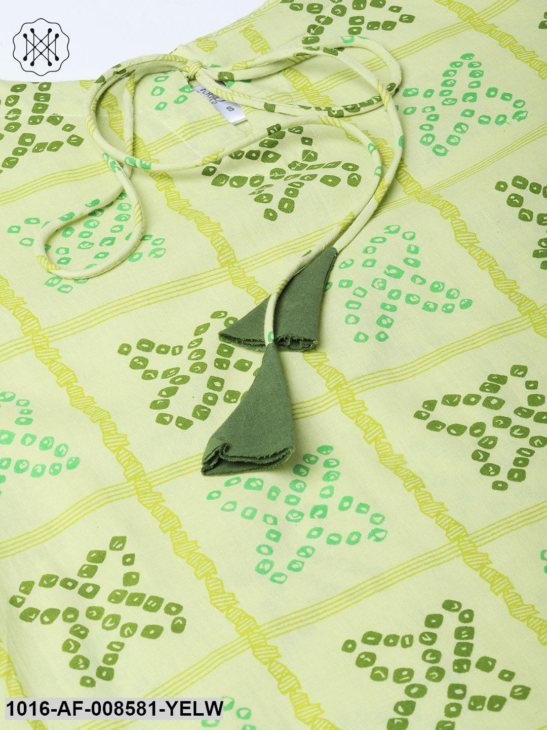 Green Bandhni Printed Straight Kurta With Dark Green Pant