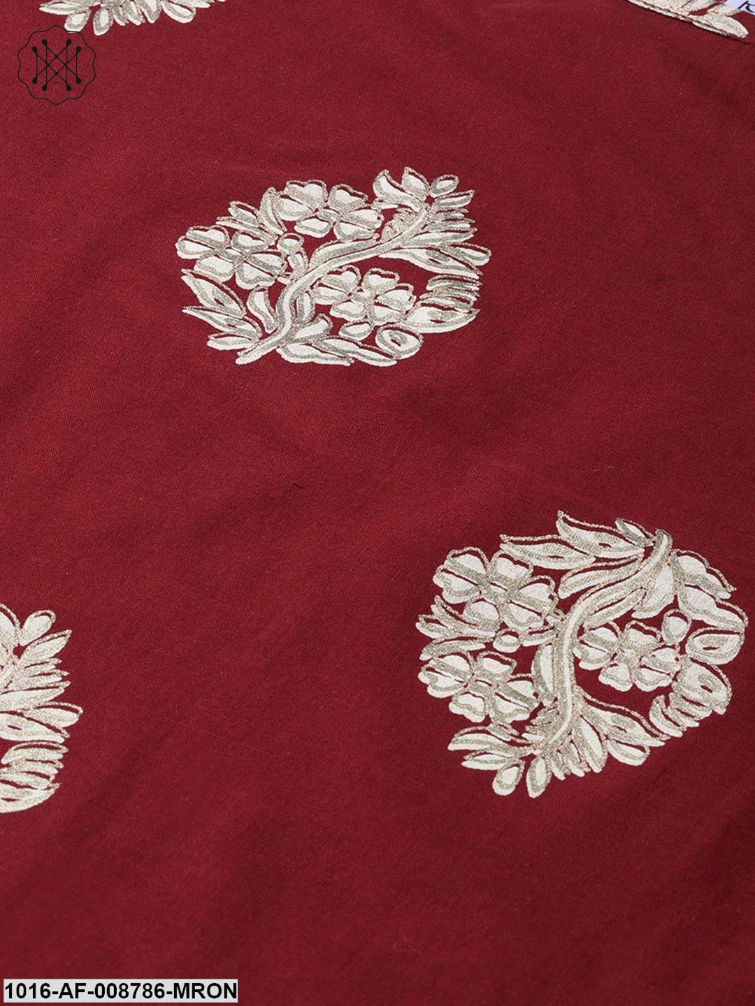 Maroon & cream Gold printed Kurta set with pants