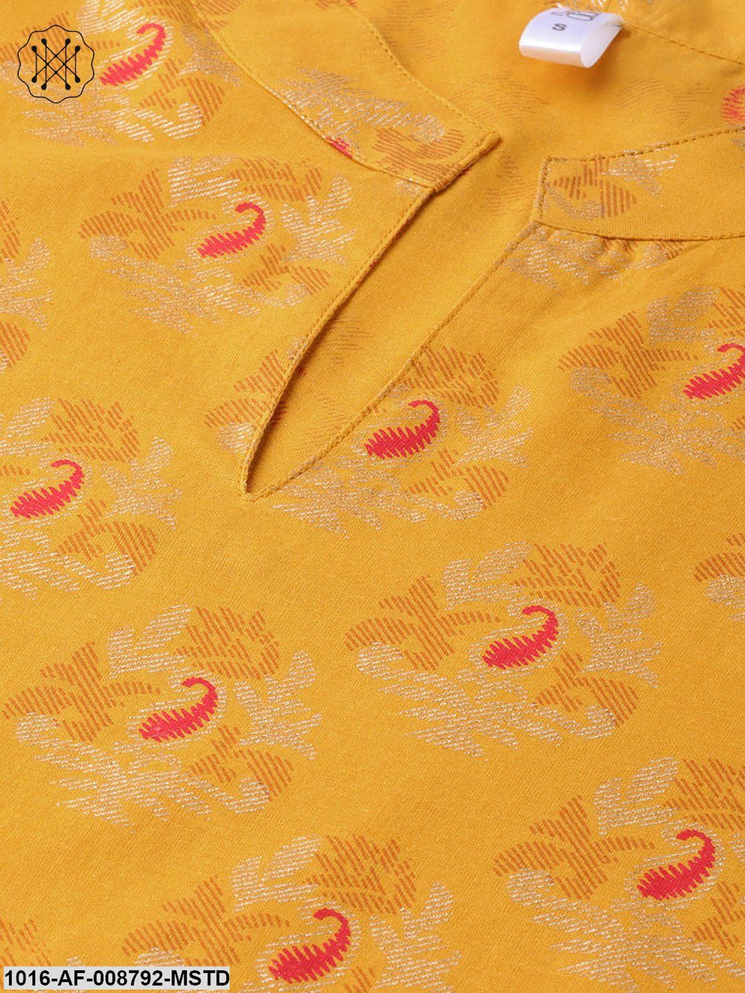 Mustard Gold printed Kurta set with Solid pants