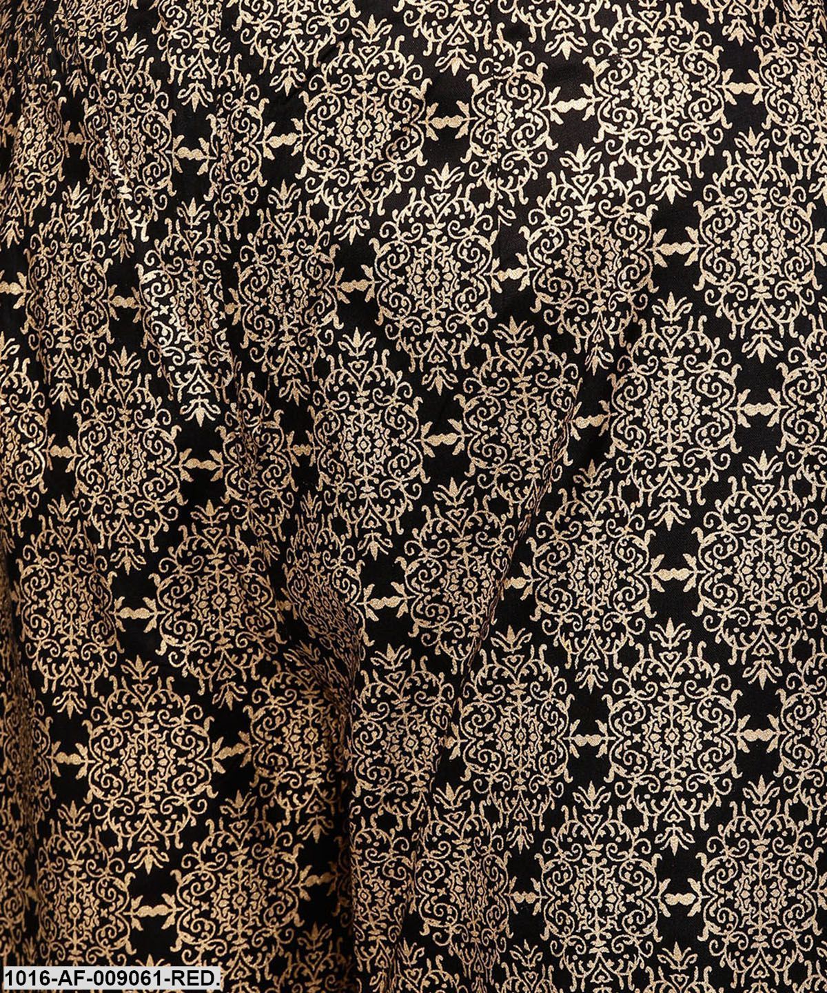 Red Printed 3/4Th Sleeve Cotton Anarkali Kurta With Brown Printed Ankle Length Palazzo