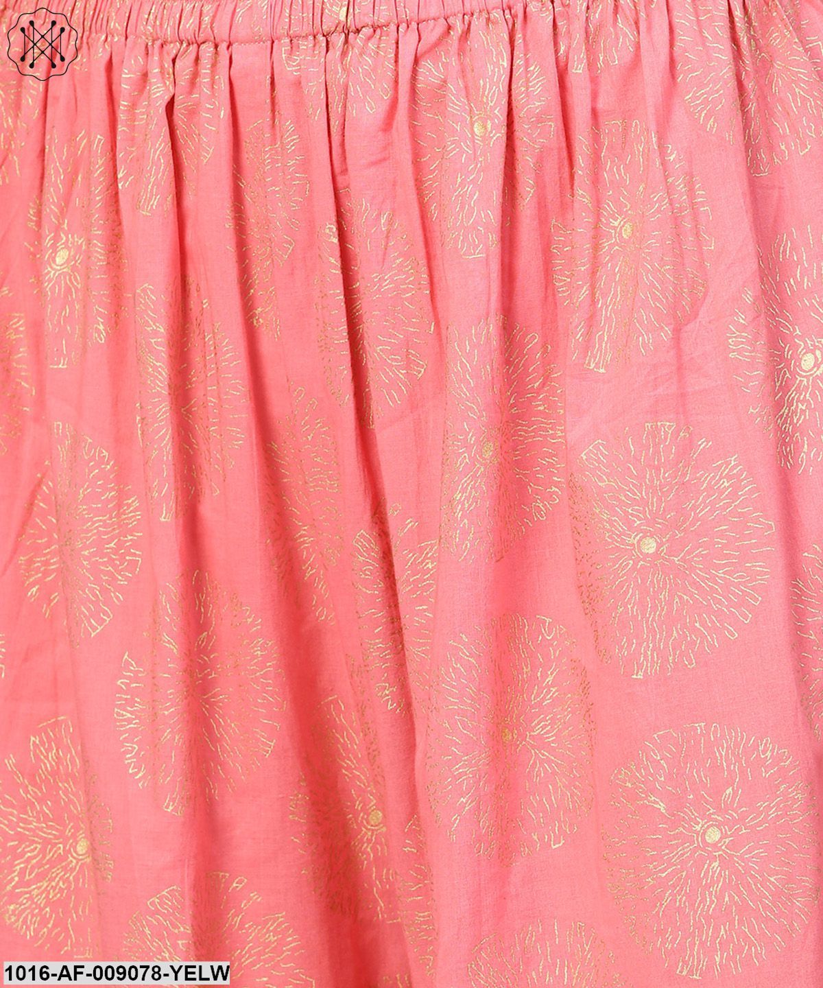 Yellow Golden Printed 3/4Th Sleeve Kurta With Pink Ankle Length Sharara