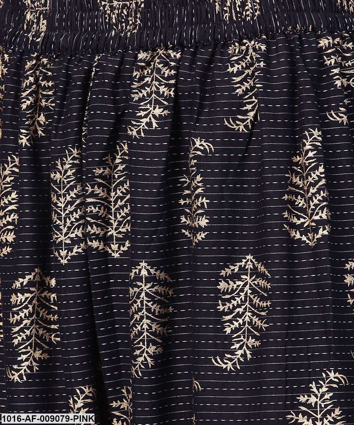 Pink Printed 3/4Th Sleeve Cotton Kurta With Black Printed Pallazo