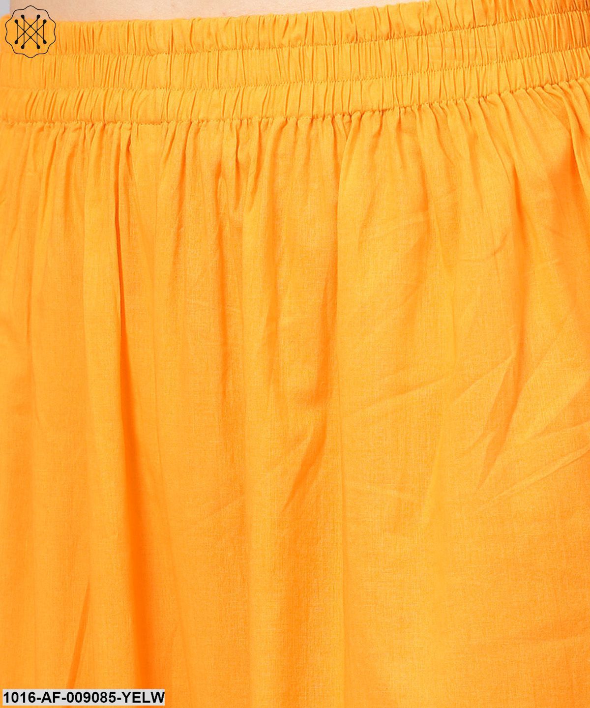 Yellow 3/4Th Sleeve Printed Straight Kurta With Flared Ankle Length Pallazo