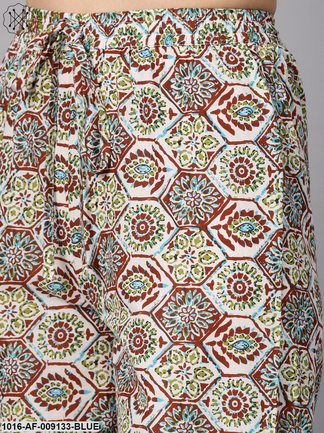 Solid Dark Blue Rayon Straight Kurta With Printed Pocket And Cotton Printed Palazzo